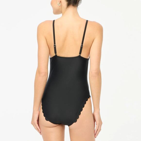 J. Crew Factory Scalloped One Piece Swimsuit in Black NWT Size Small - Picture 3 of 10